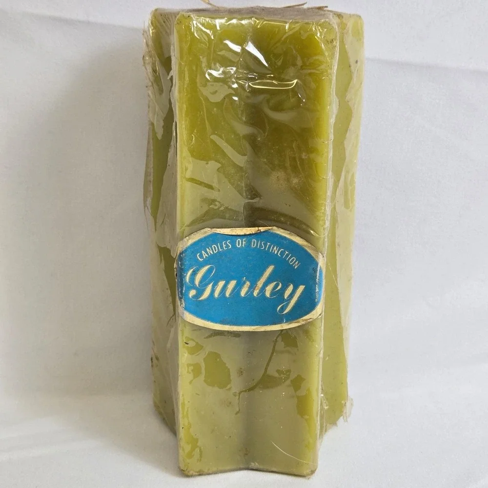 Gurley Star Pillar Candle, Green,‎ Spice Fragrance, Vintage New/Flawed